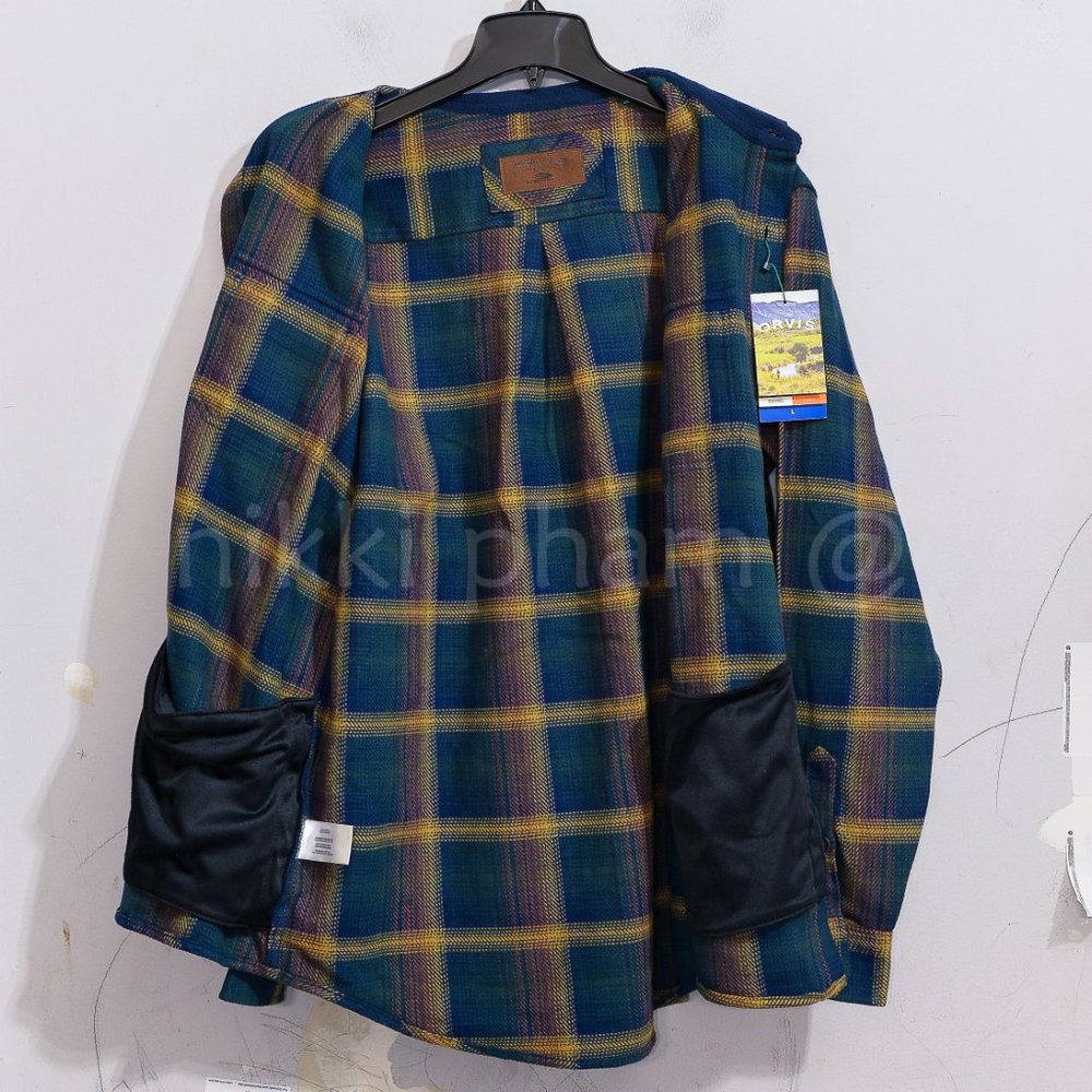 Orvis Men’s Flannel Shirt  IN GREEN - Picture 6 of 7